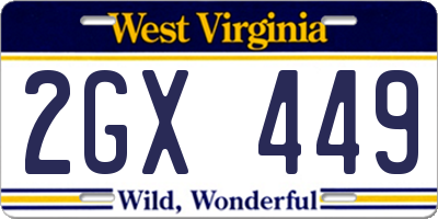 WV license plate 2GX449
