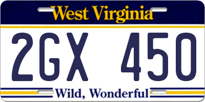WV license plate 2GX450