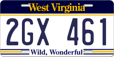 WV license plate 2GX461
