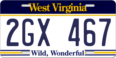 WV license plate 2GX467