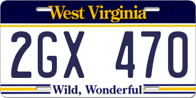 WV license plate 2GX470