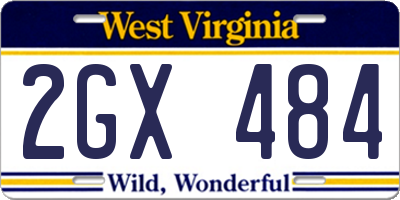 WV license plate 2GX484