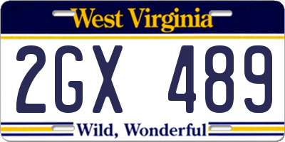 WV license plate 2GX489