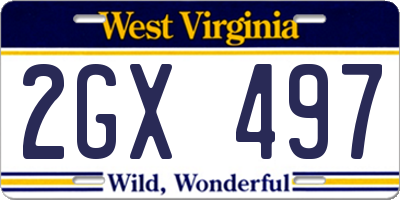 WV license plate 2GX497