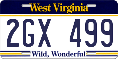 WV license plate 2GX499
