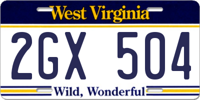 WV license plate 2GX504