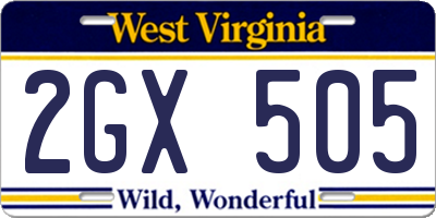 WV license plate 2GX505