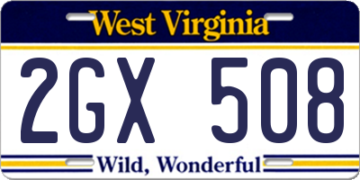 WV license plate 2GX508