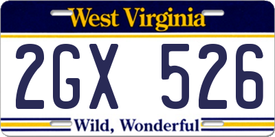WV license plate 2GX526