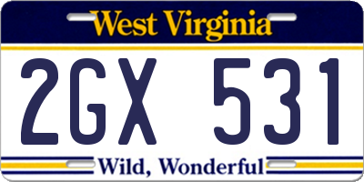WV license plate 2GX531
