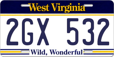 WV license plate 2GX532