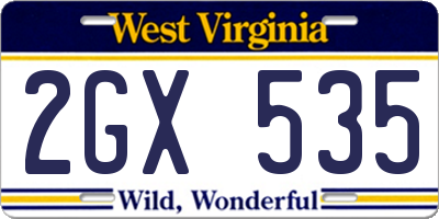 WV license plate 2GX535
