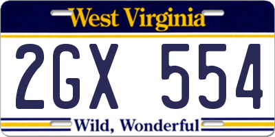 WV license plate 2GX554