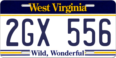 WV license plate 2GX556