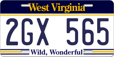WV license plate 2GX565