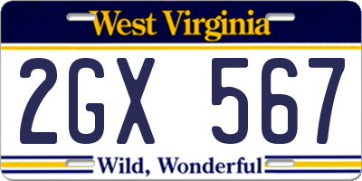 WV license plate 2GX567