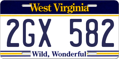 WV license plate 2GX582