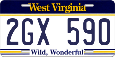 WV license plate 2GX590