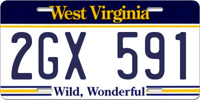WV license plate 2GX591