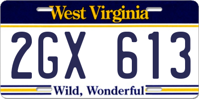 WV license plate 2GX613