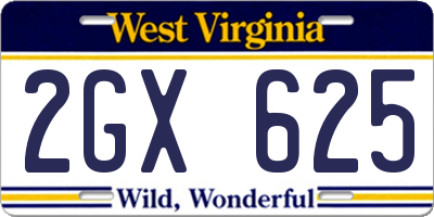 WV license plate 2GX625