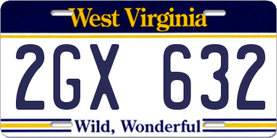 WV license plate 2GX632