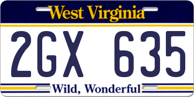 WV license plate 2GX635