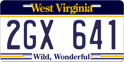 WV license plate 2GX641