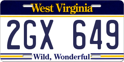 WV license plate 2GX649