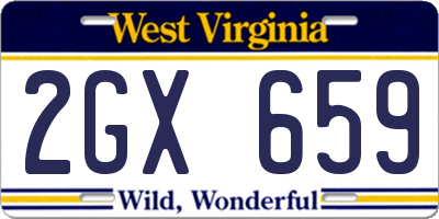 WV license plate 2GX659