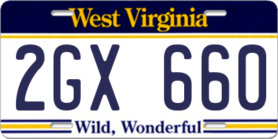 WV license plate 2GX660