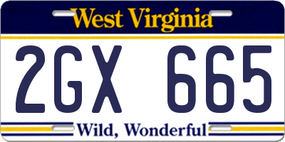 WV license plate 2GX665