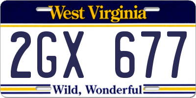 WV license plate 2GX677