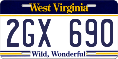 WV license plate 2GX690