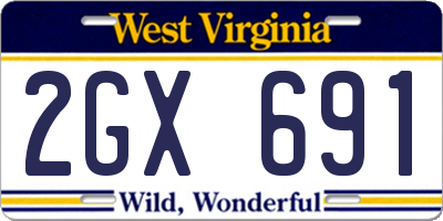 WV license plate 2GX691