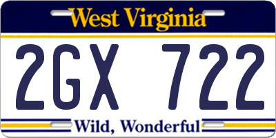 WV license plate 2GX722