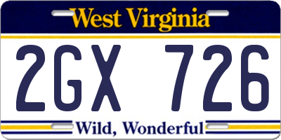 WV license plate 2GX726