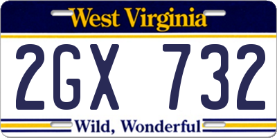WV license plate 2GX732