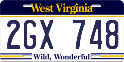 WV license plate 2GX748