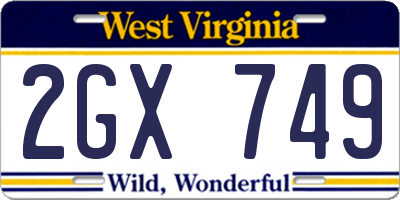 WV license plate 2GX749
