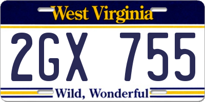 WV license plate 2GX755