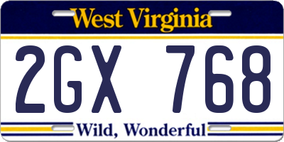 WV license plate 2GX768
