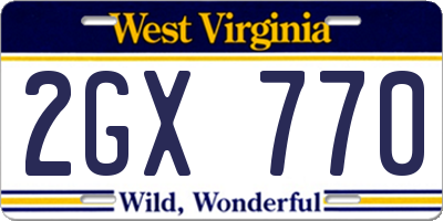 WV license plate 2GX770