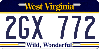 WV license plate 2GX772