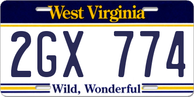 WV license plate 2GX774