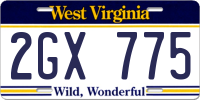 WV license plate 2GX775