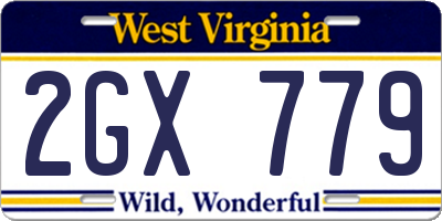 WV license plate 2GX779