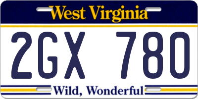 WV license plate 2GX780