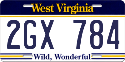 WV license plate 2GX784