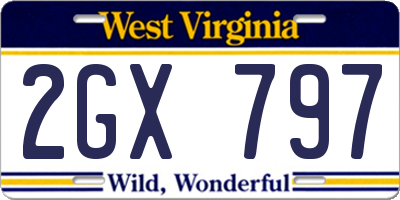WV license plate 2GX797
